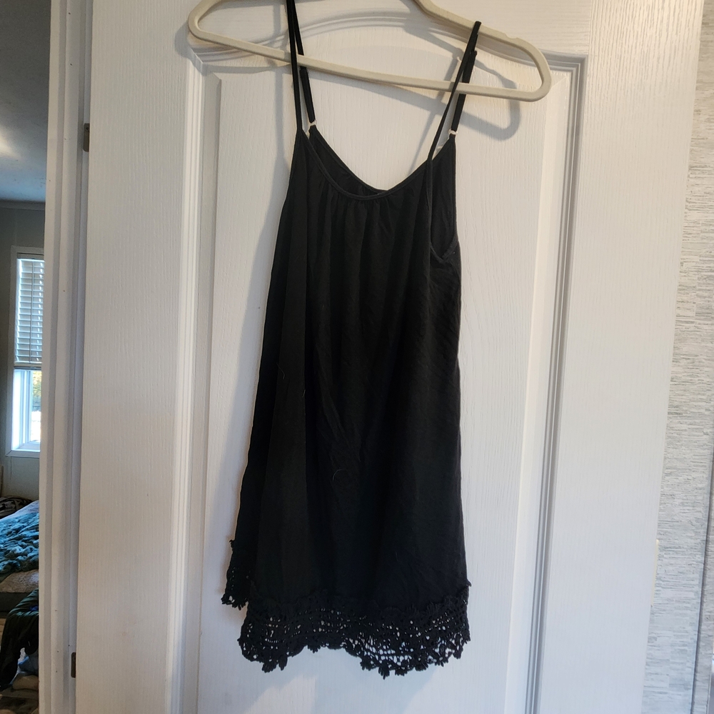 Southern Stitch Elegant Black Lace Trim Women's Blouse Size M Euc